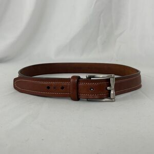Cole Haan Brown Genuine Leather Belt with Square Silver Buckle
